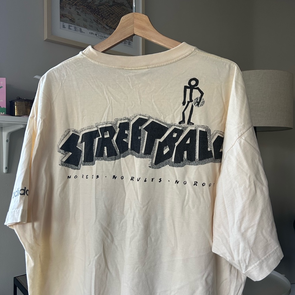 Adidas Vintage Cream Streetball Men's T-Shirt Size XL+